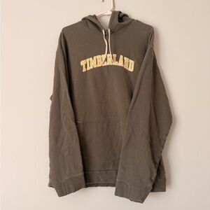 Timberland Olive Hooded Pullover with Yellow Logo
